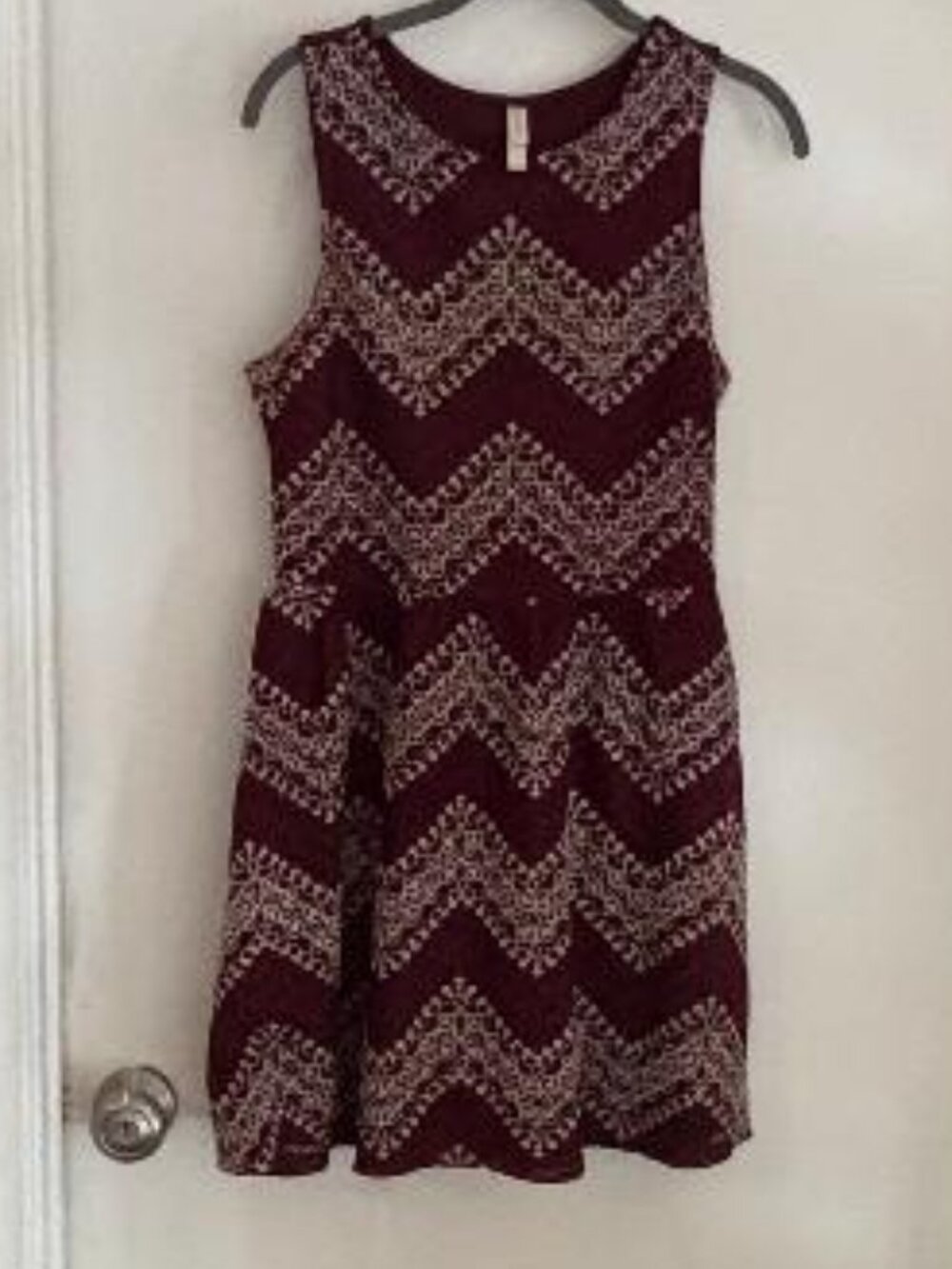 Xhilaration Sleeveless Burgundy Lace Fit & Flare Dress Women's Size L Y2K Party